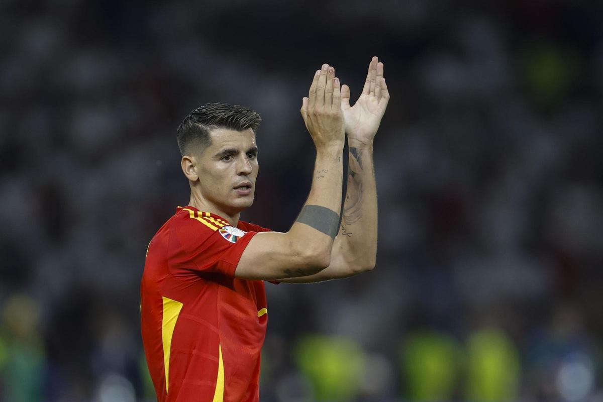 Morata, en un partido con la selección.
