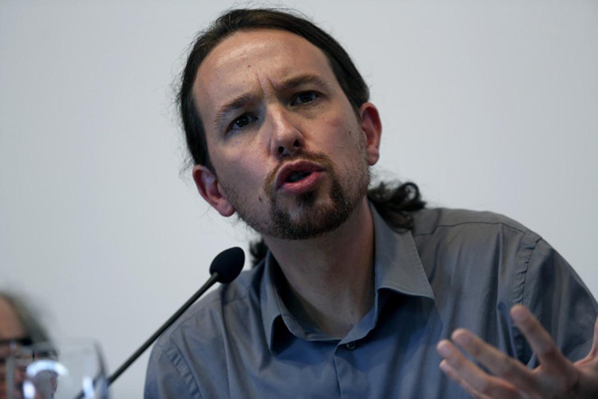Pablo Iglesias, en la presentació del consell internacional d’economia de Podem, dimecres passat, a Madrid.