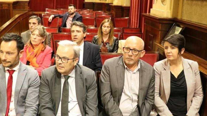 Representantes de Ibiza han asistido como público al pleno del Parlament de este martes.