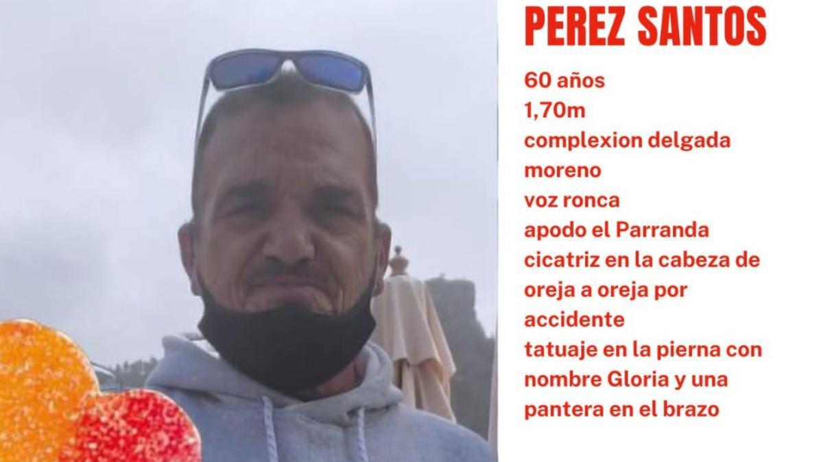 Cartel de desaparecido de Juan Ramón Pérez Santos, 'el Parranda'.