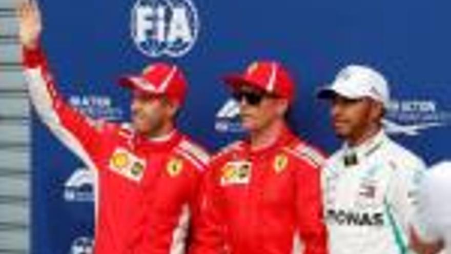 Vettel, Raikkonen i Hamilton.