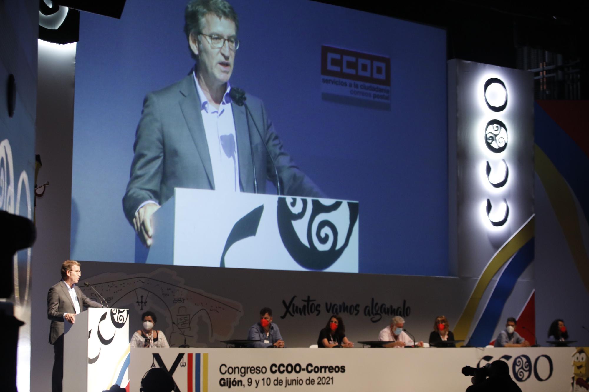 Núñez Feijóo, en el congreso sindical de CC OO de Correos en Gijón