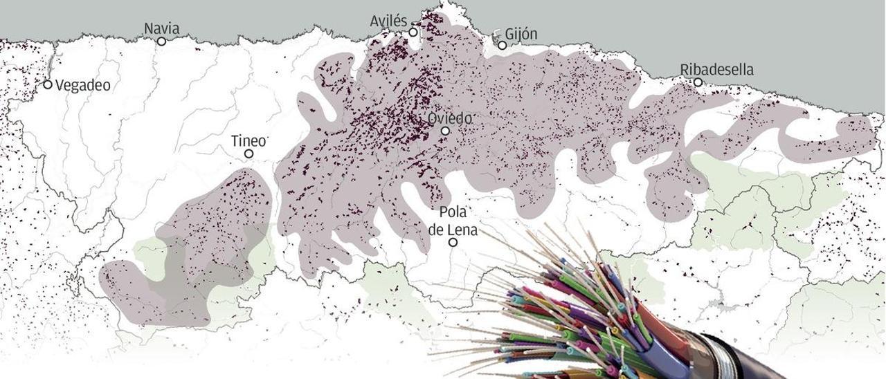 La expansión de la fibra óptica llegará a los pueblos asturianos por los tendidos de la luz