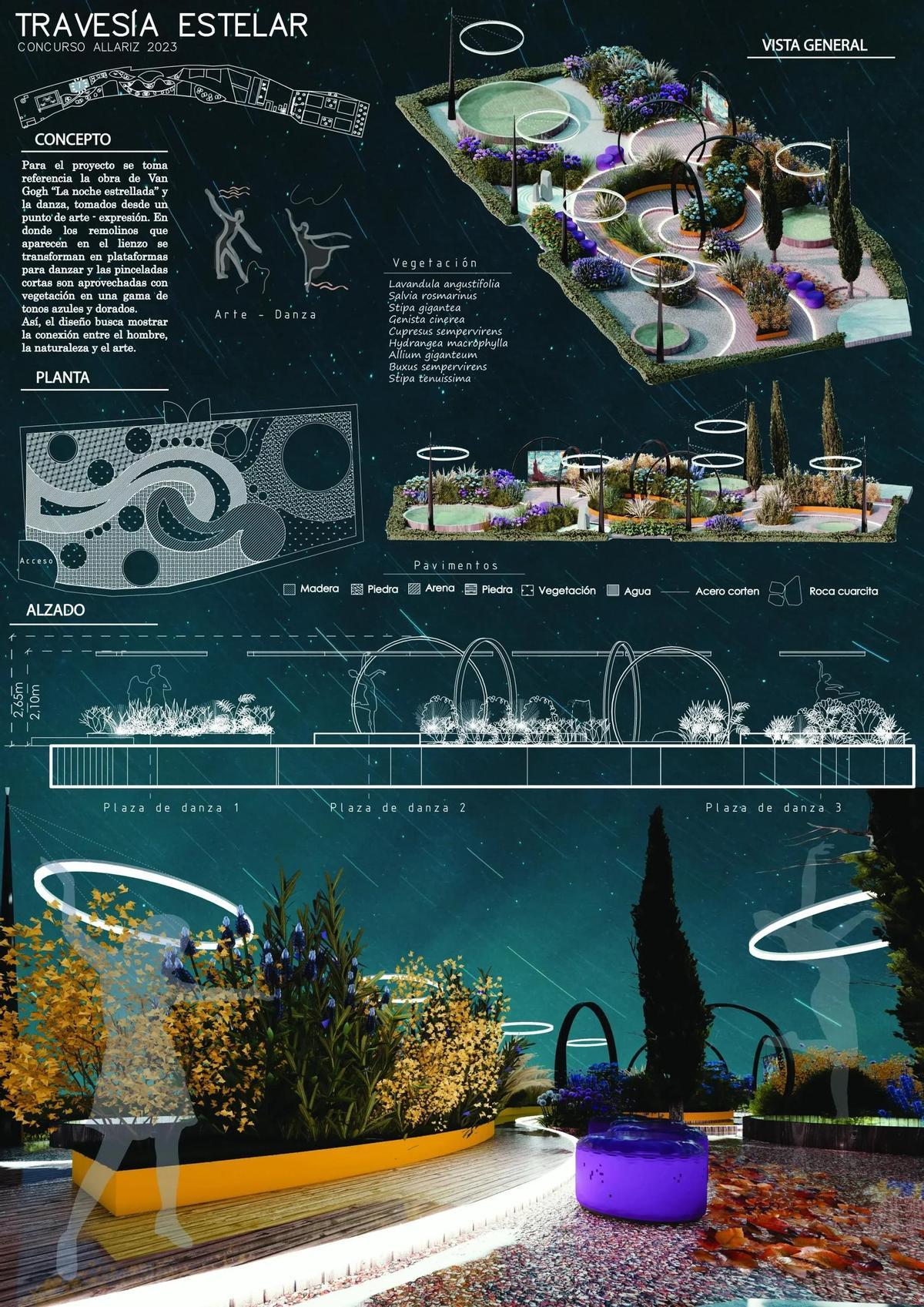 Proyecto del jardón Travesía Estelar participante en el Festival Internacional de Jardines de Allariz 2024.