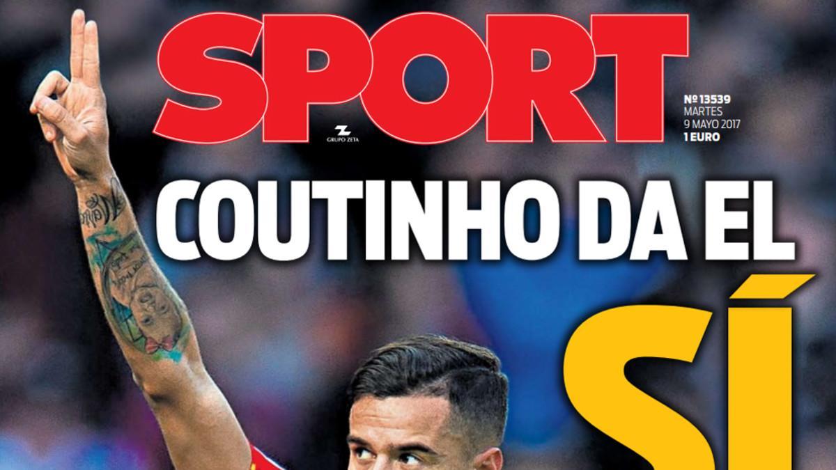 La portada de SPORT en la que adelantamos el acuerdo con Coutinho