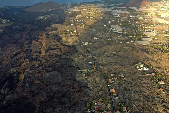 Así es el recorrido de la lava del volcán de La Palma a vista de pájaro