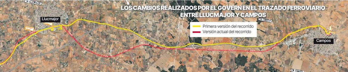 Los cambios realizados por el Govern en el trazado del nuevo tren entre Llucmajor y Campos