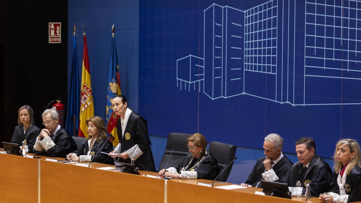 Los máximos responsables judiciales valencianos en la última apertura del año judicial, celebrado el 26 de septiembre de 2023.