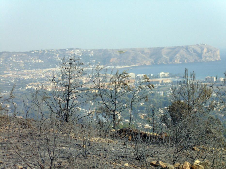 El fuego amenaza la cala de la Granadella