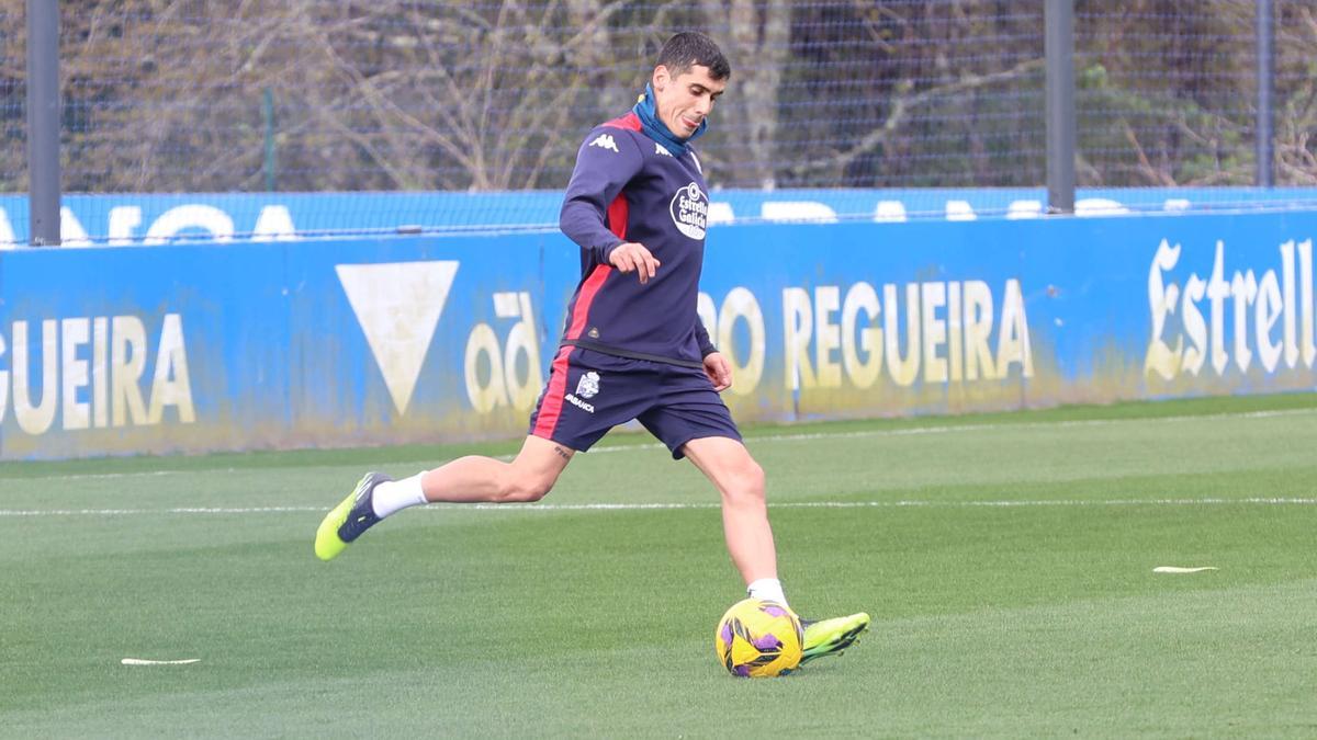 Diego Villares hoy durante el entrenamiento