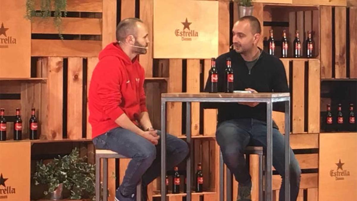 Andrés Iniesta, durante el acto organizado por Estrella Damm