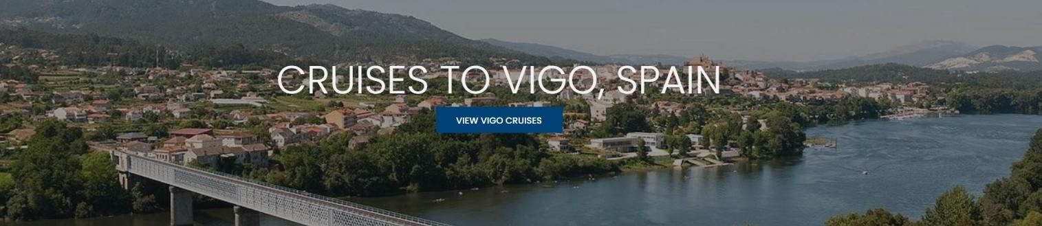 Celebrity Cruises encabeza su promoción de Vigo con una foto de Tui con el Miño y el antiguo puente internacional en primer plano.