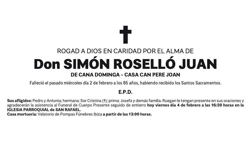 Esquela de don Simón Roselló Juan - Diario de Ibiza