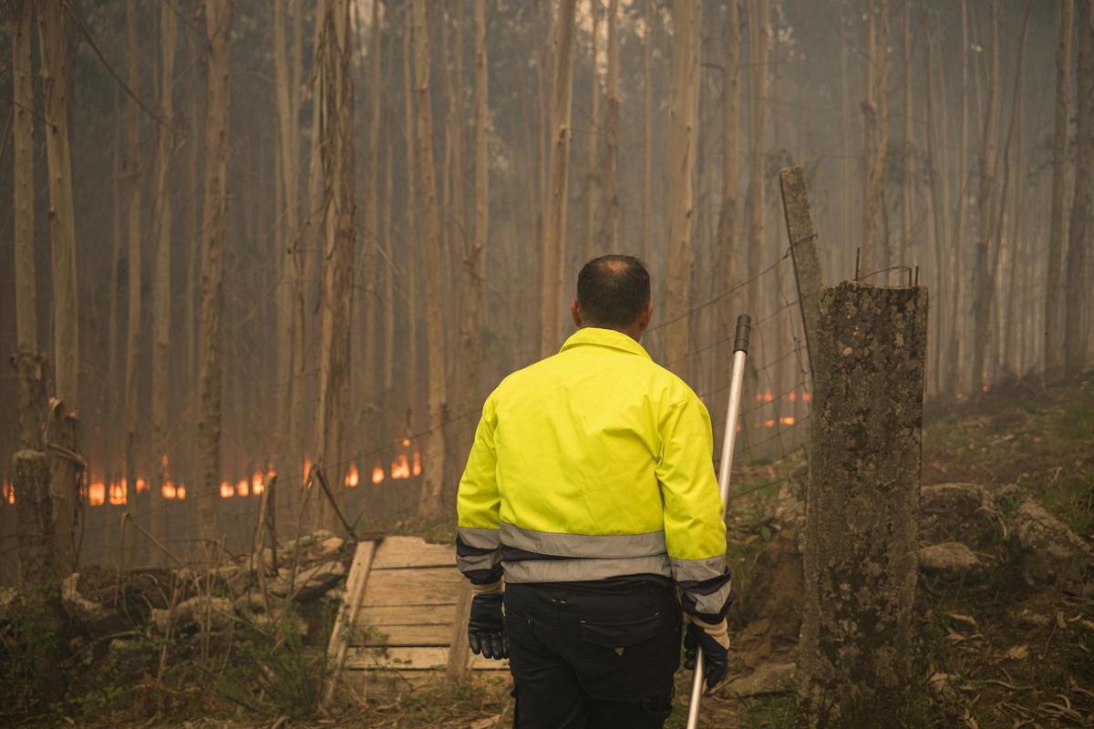 Incendio de ayer en el monte Galleiro, en el municipio pontevedrés de Ponteareas