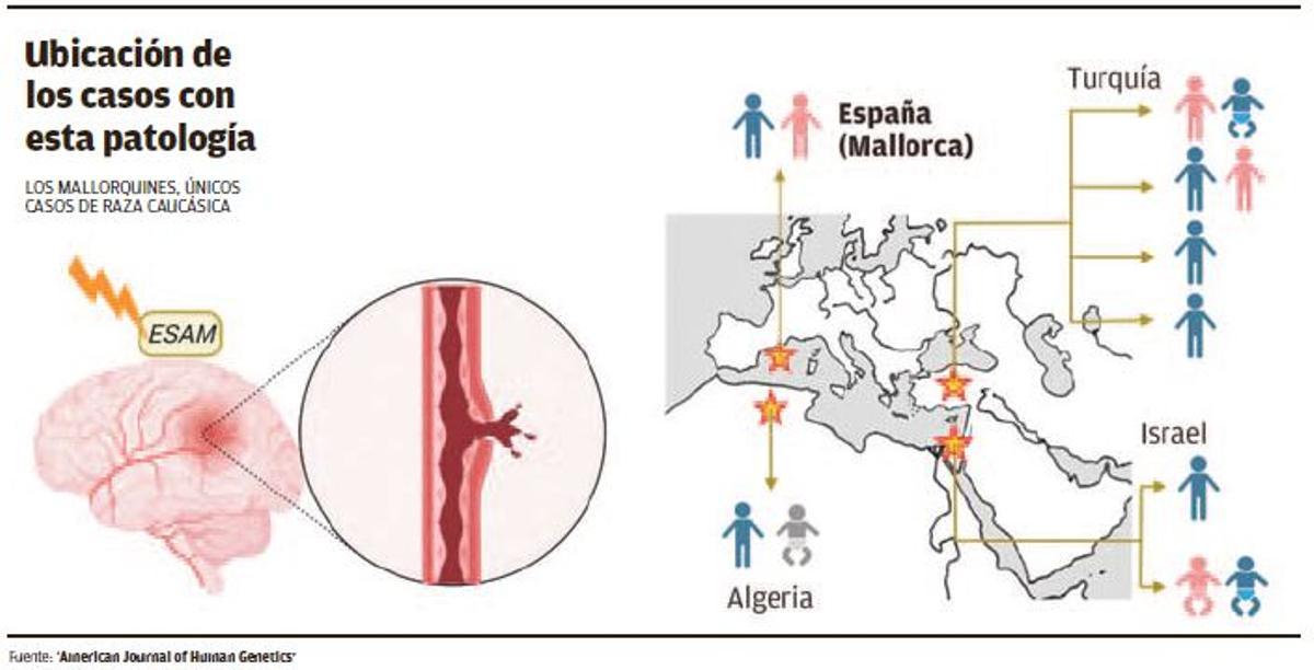 Ubicación de los casos con esta patología. Los mallorquines, únicos casos de raza caucásica