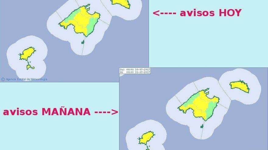 Aktuelle Graphik des Wetterdienstes Aemet zur Lage an der Hitzefront.