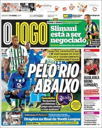 Portada O JOGO sábado 27 de abril de 2019