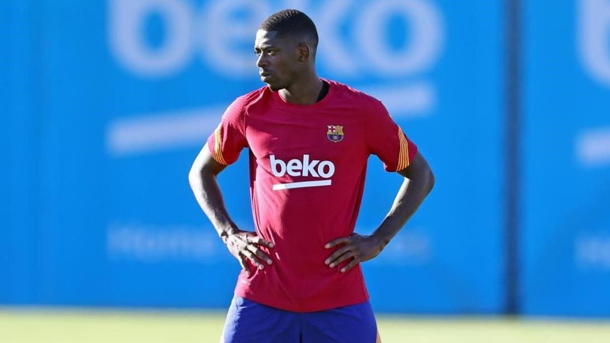 Ousmane Dembélé.en un entrenamiento de esta temporada.