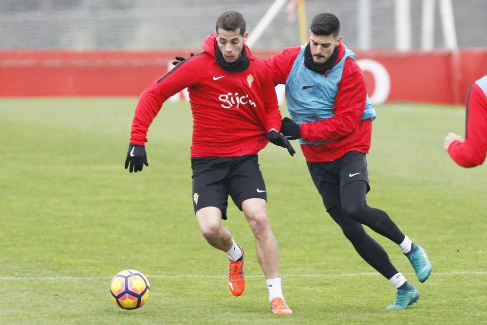 Rubi dirige su primer entrenamiento como técnico del Sporting