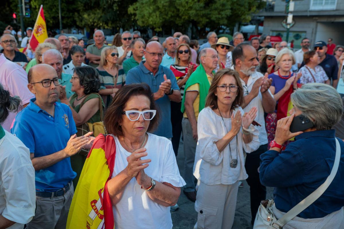 Un momento de la protesta vivida esta tarde en Vilagarcía.