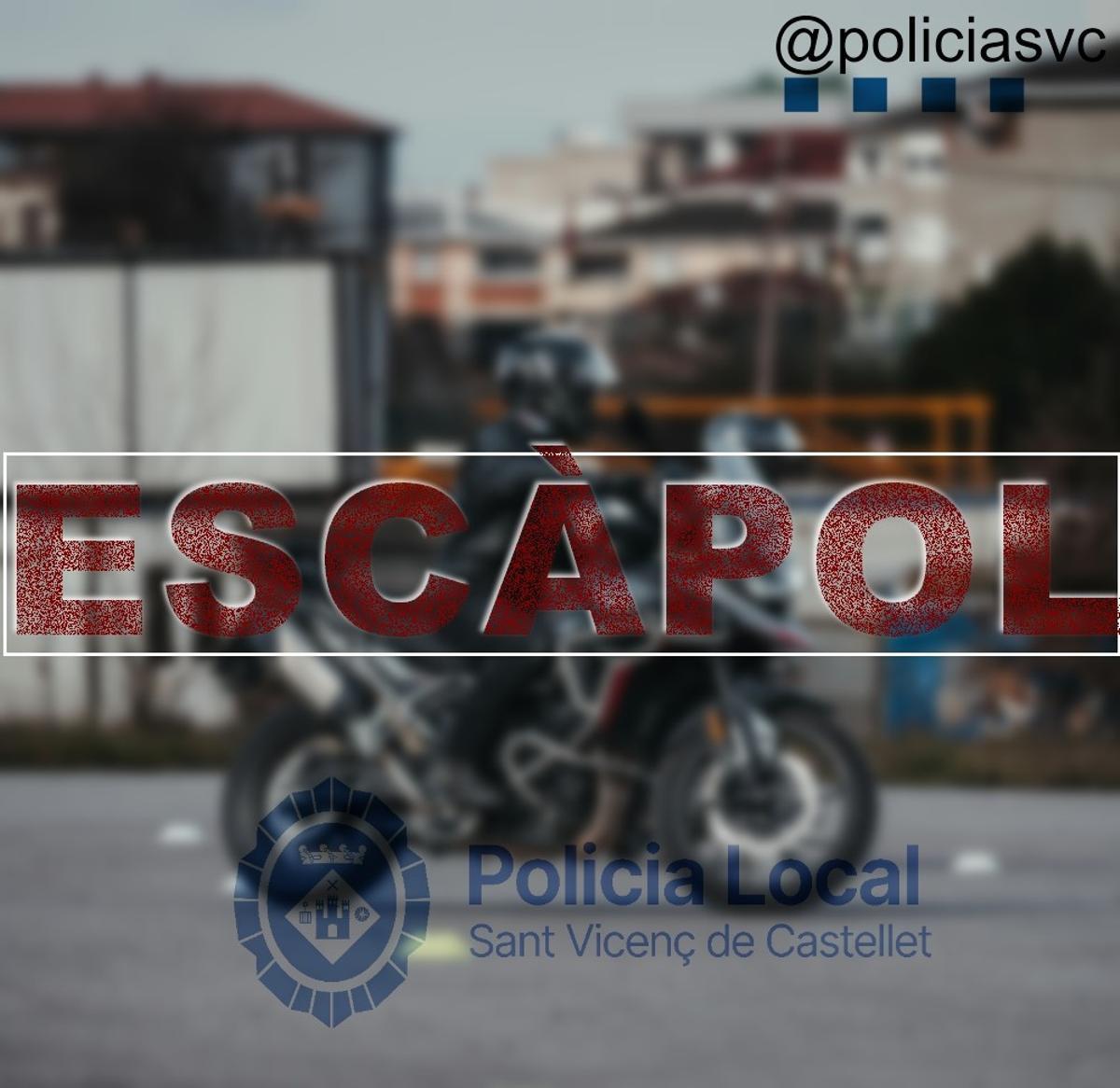 La moto aturada a Sant Vicenç, en una imatge difosa per la Policia Local
