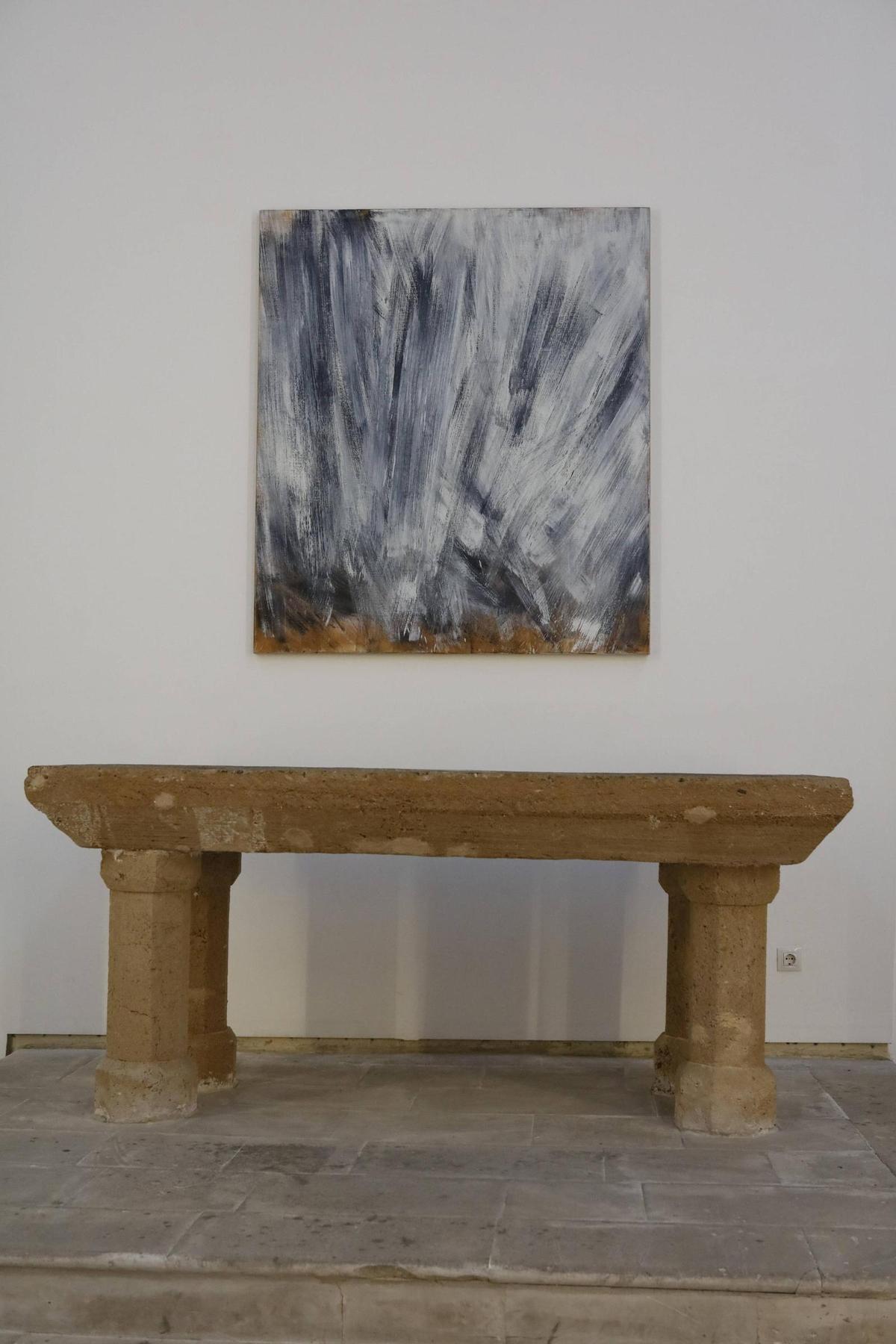 "Durchdringung Weiss und Blau" (1990), Öl auf Leinwand.