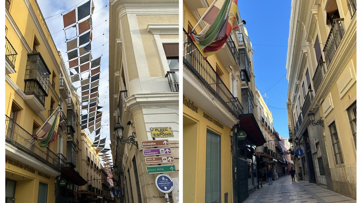 El antes y el después de la calle San Juan, con y sin toldos.