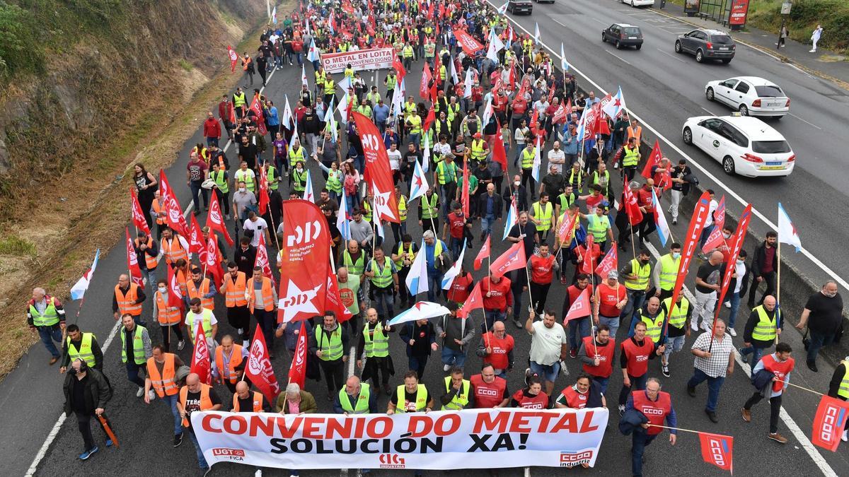 Imagen de una manifestación de trabajadores del metal de A Coruña en 2022.