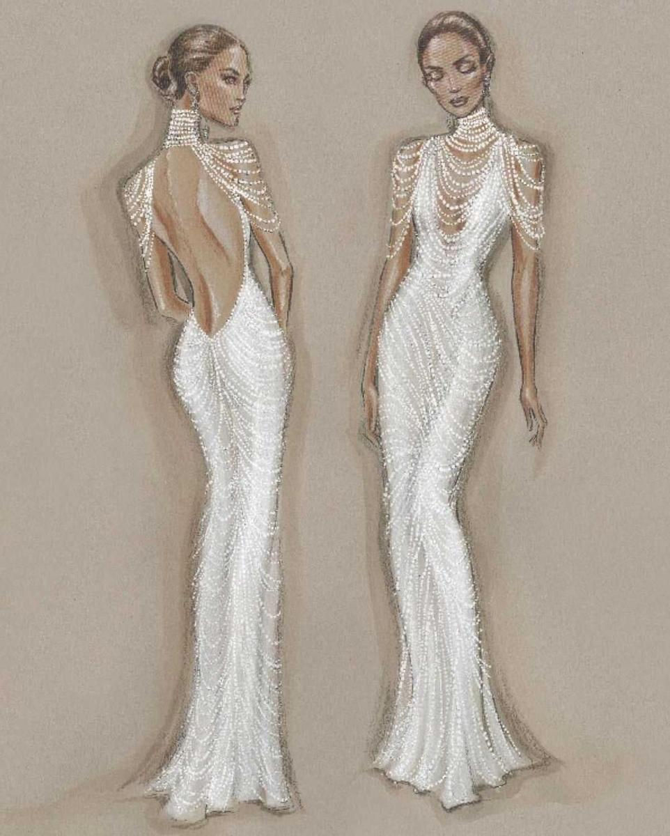 Boceto del vestido de novia 2 de Jennifer Lopez