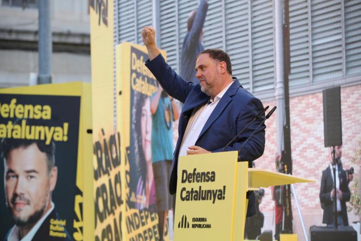Oriol Junqueras en el mitin central de campaña de ERC
