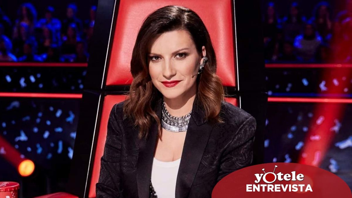 Laura Pausini en el plató de 'La voz'