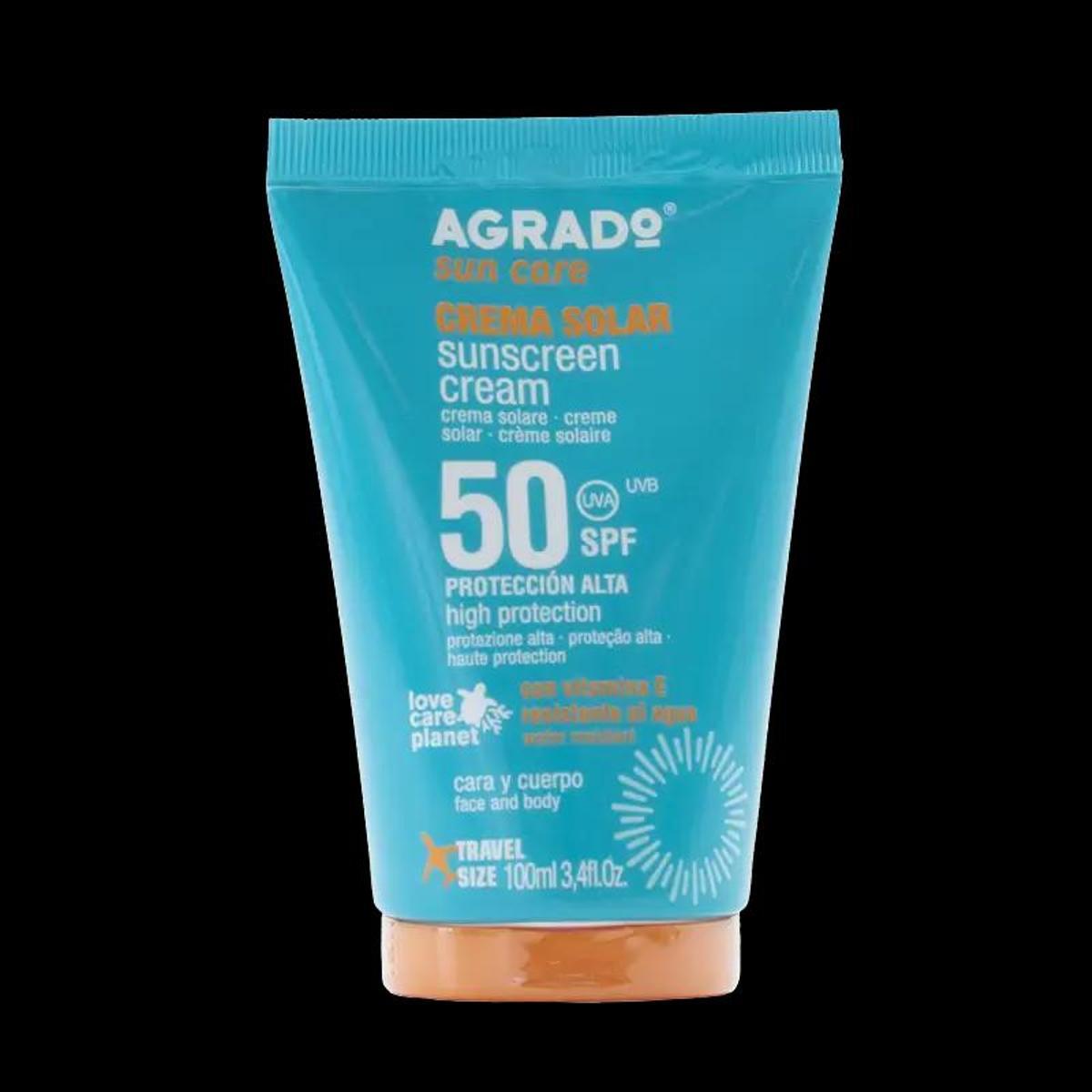 Agrado SPF 50, en formato tubo de 100 ml