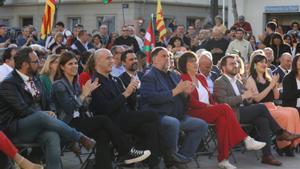 Marta Vilalta, Tomás Molina, Oriol Junqueras, Diana Riba y Pere Aragonès en el mitin de ERC.