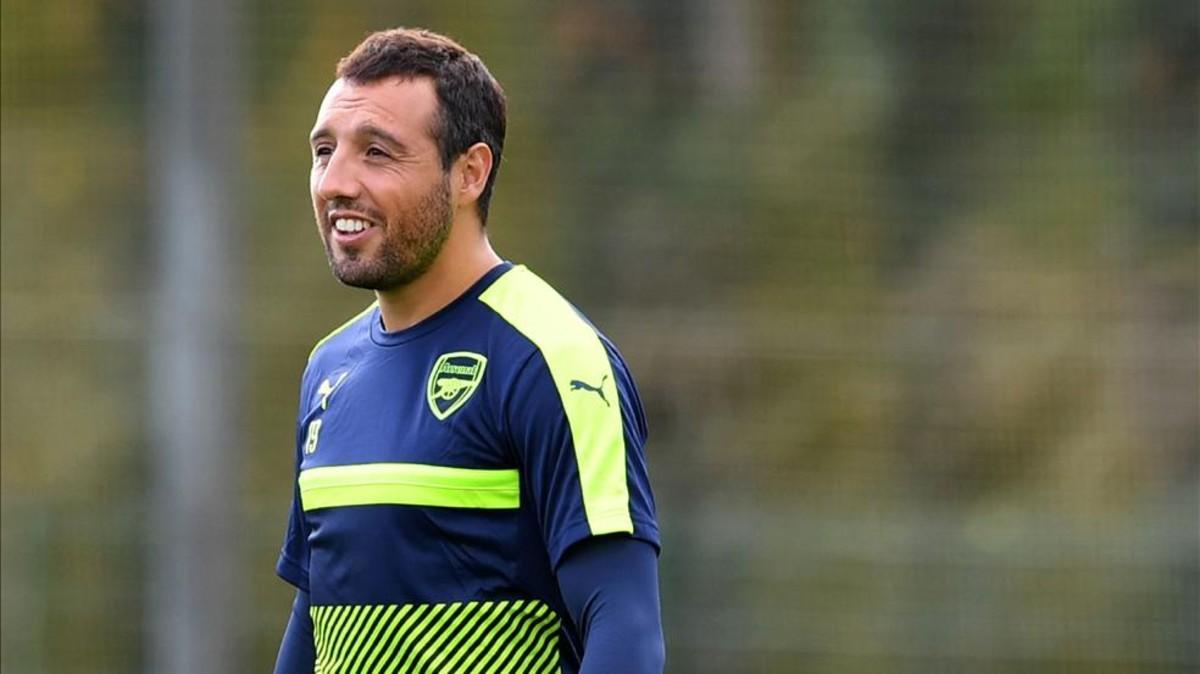 Cazorla en un entrenamiento del Arsenal