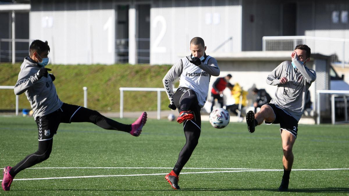 El Pontevedra en un entrenamiento de esta semana.