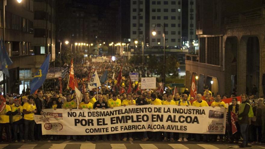 La manifestación de Alcoa, hace unas semanas por las calles de Avilés