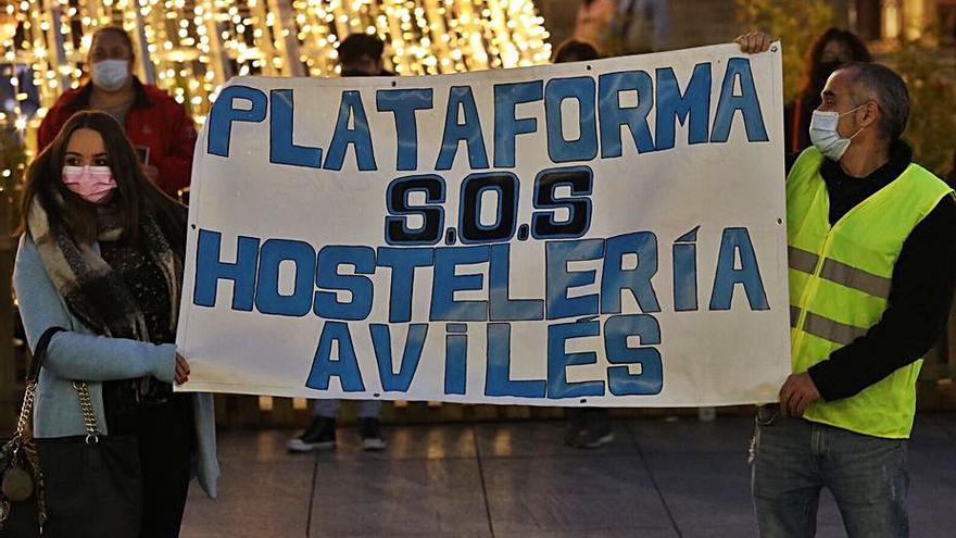 Un concentración de la plataforma SOS Hostelería.