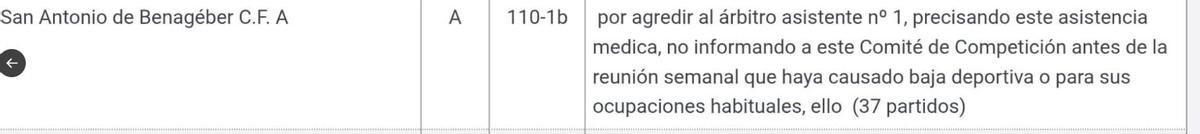 Escrito de la sanción