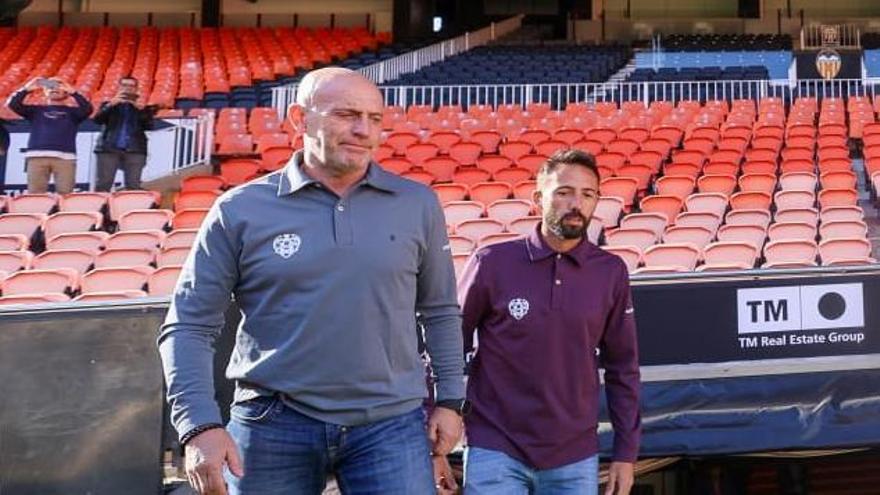 José Luis Morales y Julián Calero en Mestalla