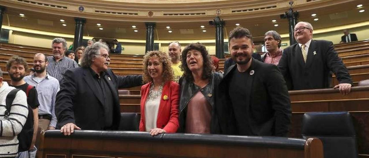 Los diputados de ERC Joan Tardà, Ester Capella, Teresa Jordà y Gabriel Rufián, en el hemiciclo.