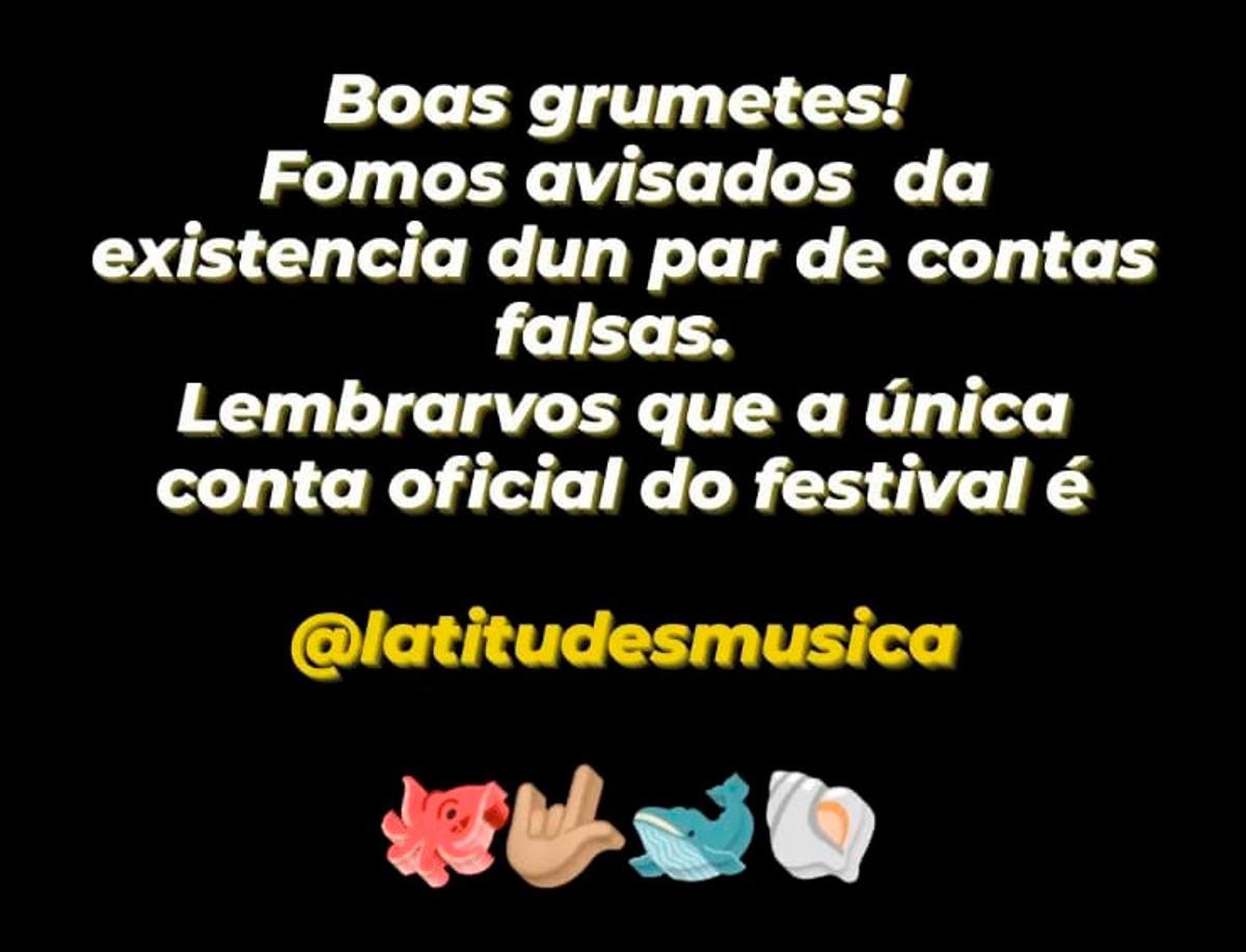 Anuncio realizado por el propio festival en Instagram.