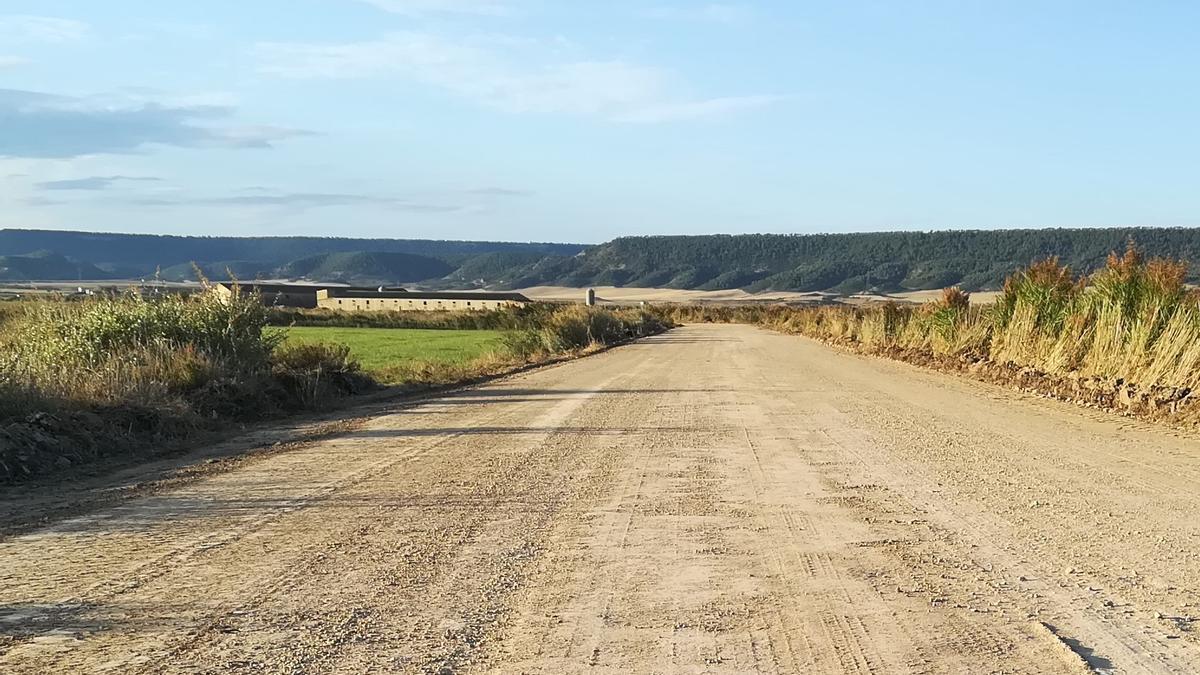 Camino en el que se ha actuado para ensancharlo y aplanarlo.