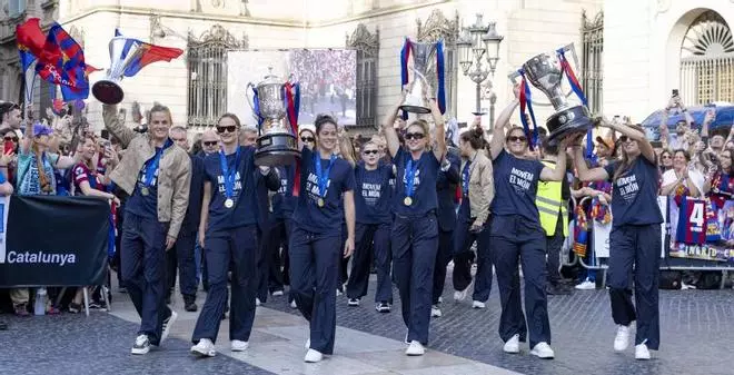 La celebración de la Champions femenina del FC Barcelona, en imágenes.