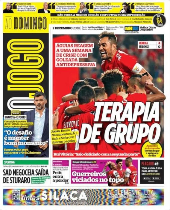 Portada O JOGO domingo 2 diciembre 2018