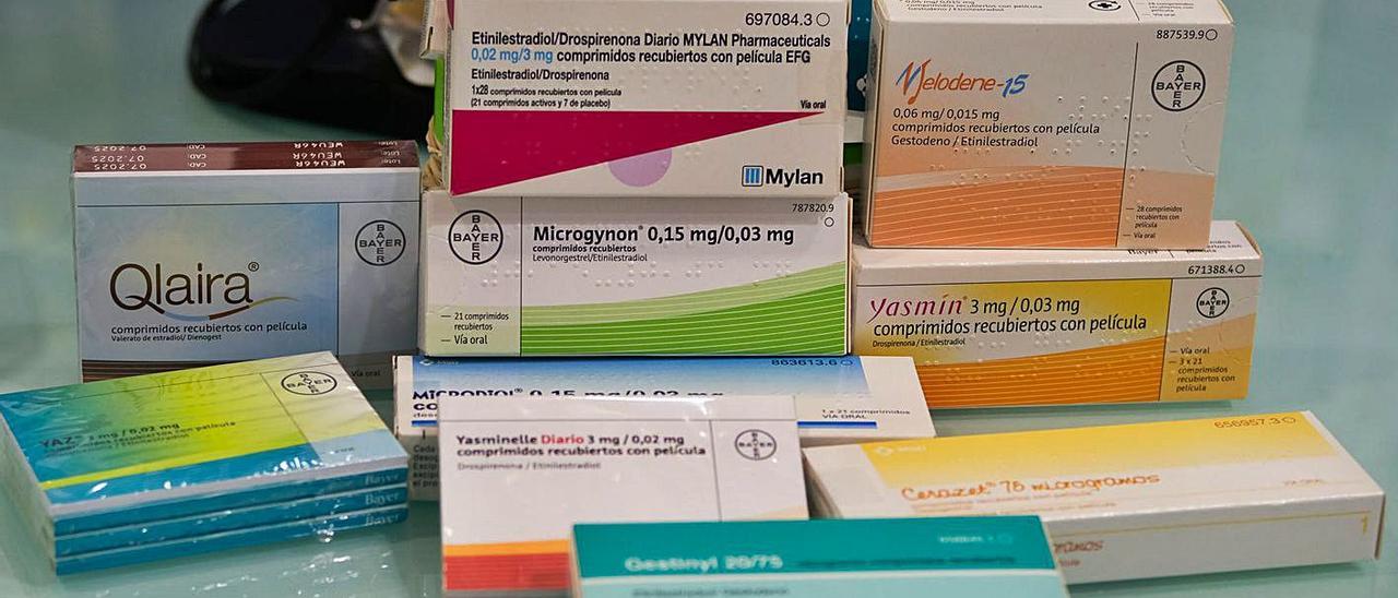 Muestra de diferentes marcas de anticonceptivos orales en una farmacia de la capital grancanaria. |