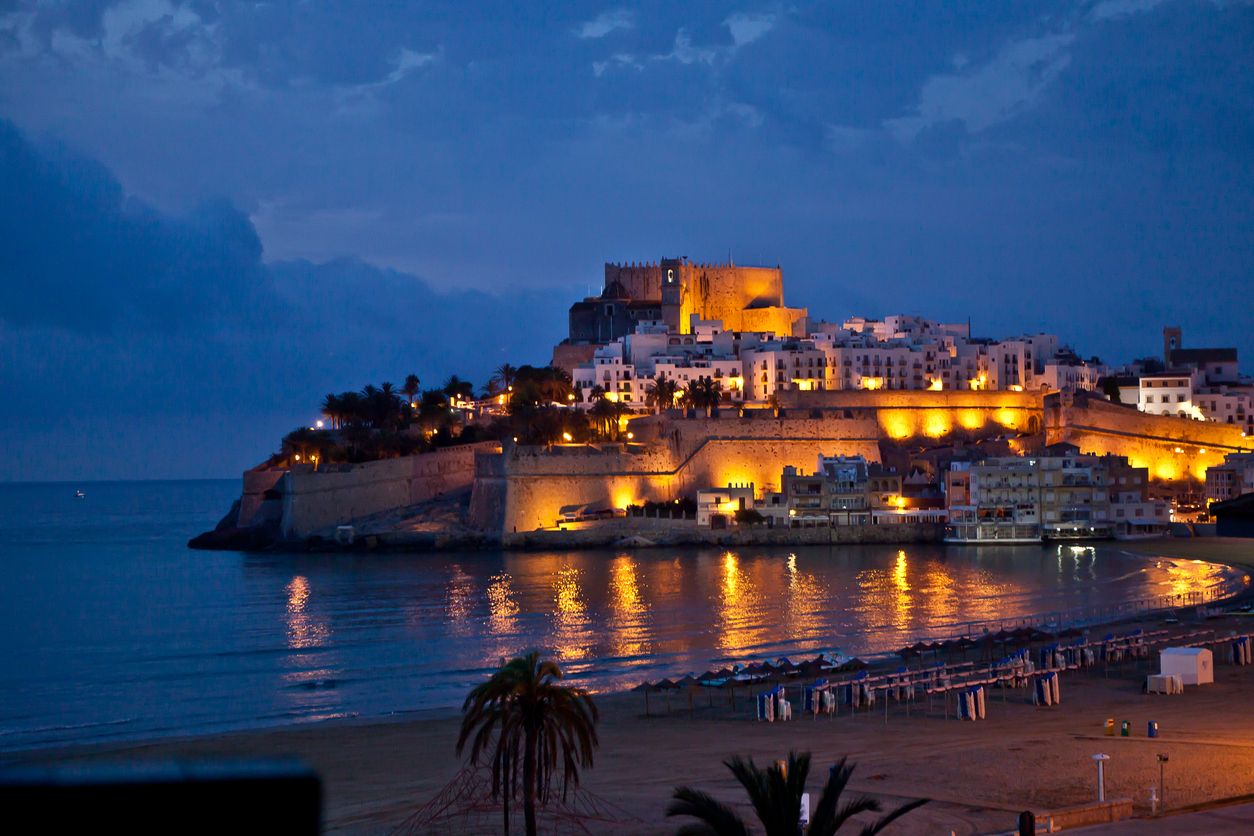 Castillo de Peñíscola por la noche.