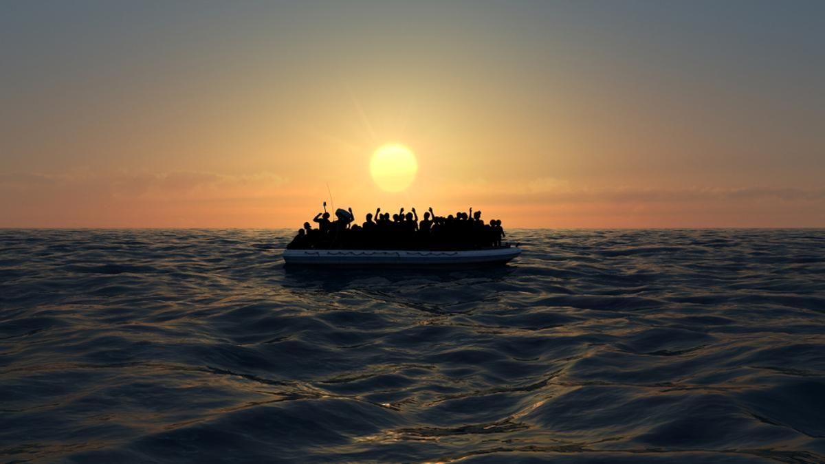 Inmigrantes en una embarcación hinchable.