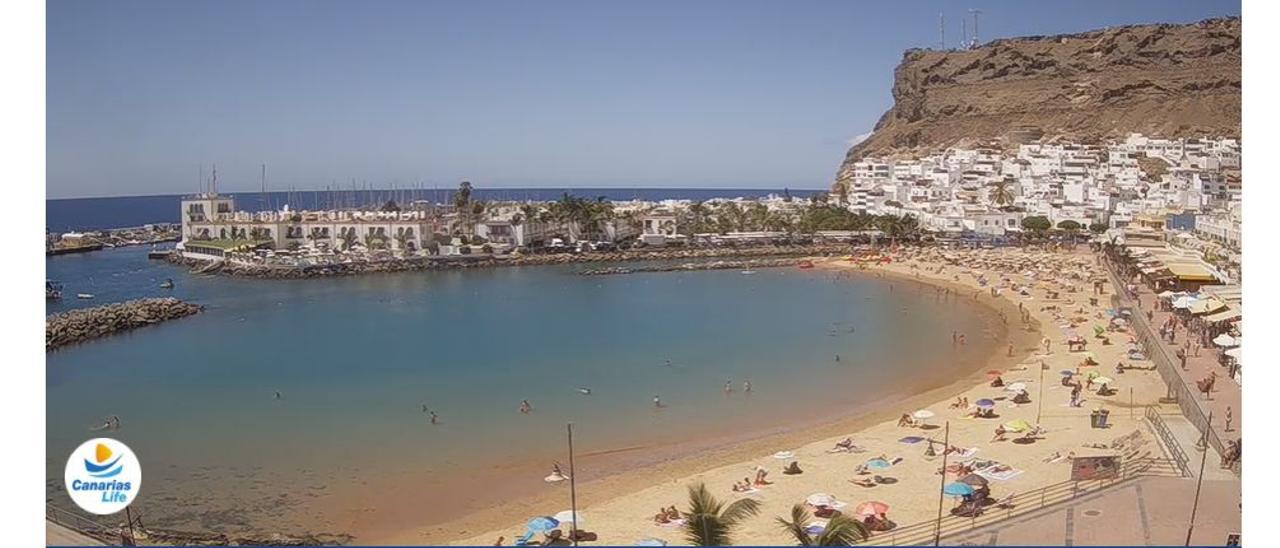 Captura tomada ayer de la webcam en vivo de Playa de Mogán.