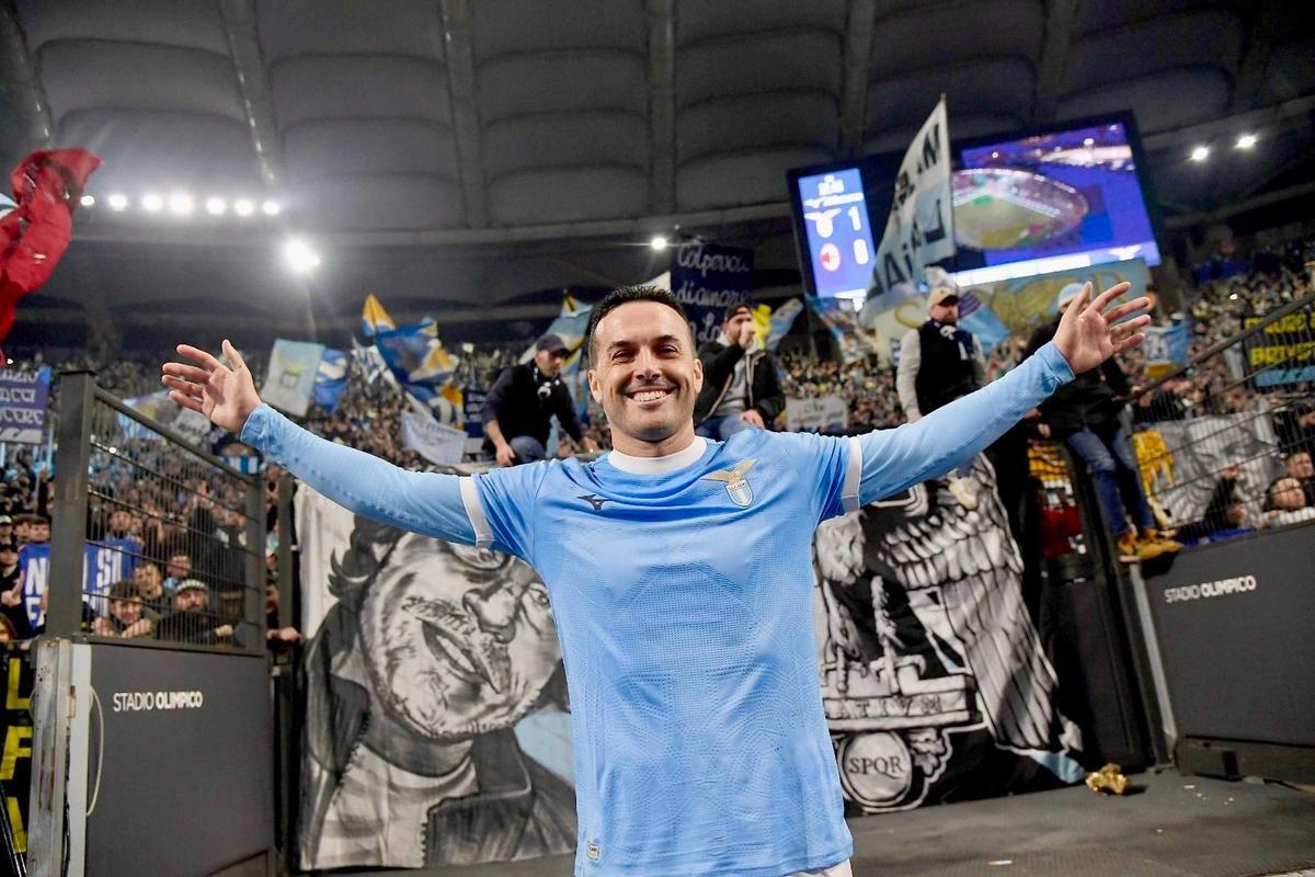 Pedro, en uno de sus últimos partidos con la Lazio.