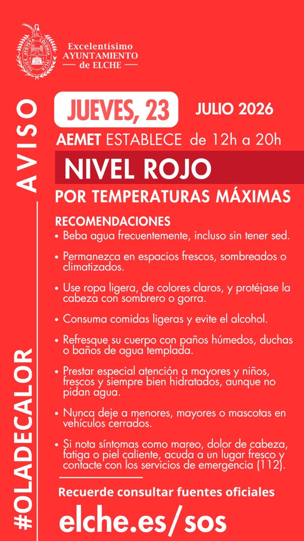 Anuncio de alerta roja para este jueves en Elche